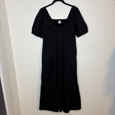 Old Navy NWT Black Maxi Dress Puff Short Sleeve Smocked Back Size Medium