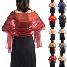 Navy Elegant Women's Organza Sheer Shawl Wedding Evening Scarf 70 170cm