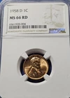 1958 D Uncirculated Lincoln Wheat Cent NGC MS 66 RD
