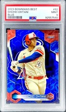 Shohei Ohtani RARE BLUE REFRACTOR /150 BOWMAN CHROME ROY PSA 9