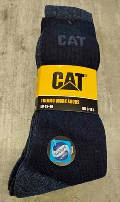 Lot 2 paires chaussettes bleu marine gris CAT taille 43-46 thermo work socks - Photo 1/4