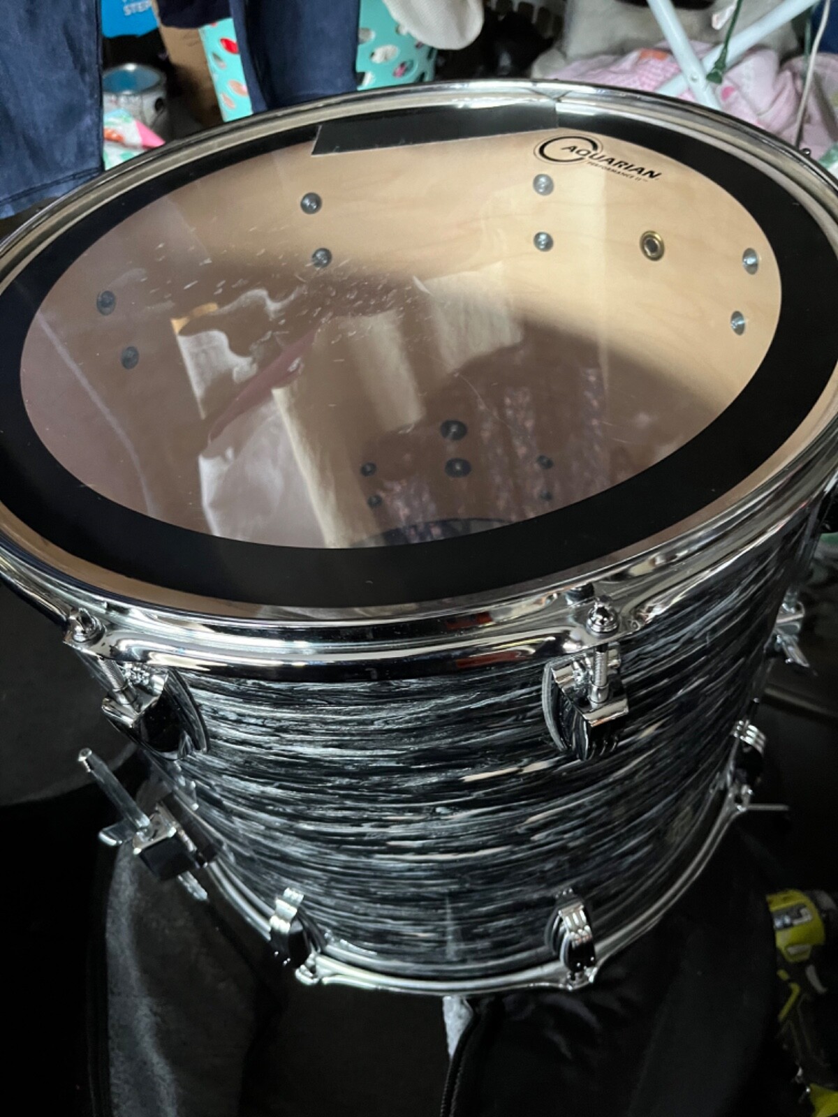 LUDWIG 18 FLOOR TOM BLACK VINTAGE OYSTER eBay