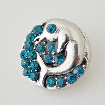 Snap Jewelry Rhinestone Dolphin In Waves Ocean 18-20mm Fits Ginger Style Charms 
