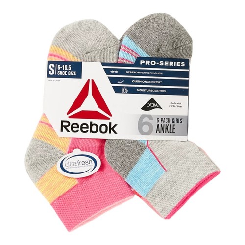 Girls Reebok Socks 6 pk Sizes Small Shoe Sizes 6-10.5 NEW - Picture 2 of 4