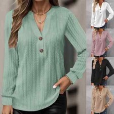 Tops Ladies Jumper Top V Neck Pullover Women Loose Long Sleeve Work Knit Casual