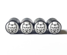 Pittie Pitbull Dog Style 10 Tire Valve Caps - Black Aluminum - Set Of Four Pittie Pitbull Dog Style 10 Tire Valve Caps - Black Aluminum - Set Of Four