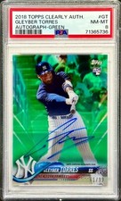 2018 Topps Clearly Authentic Gleyber Torres Green Auto RC SP 61/99 #GT PSA 8
