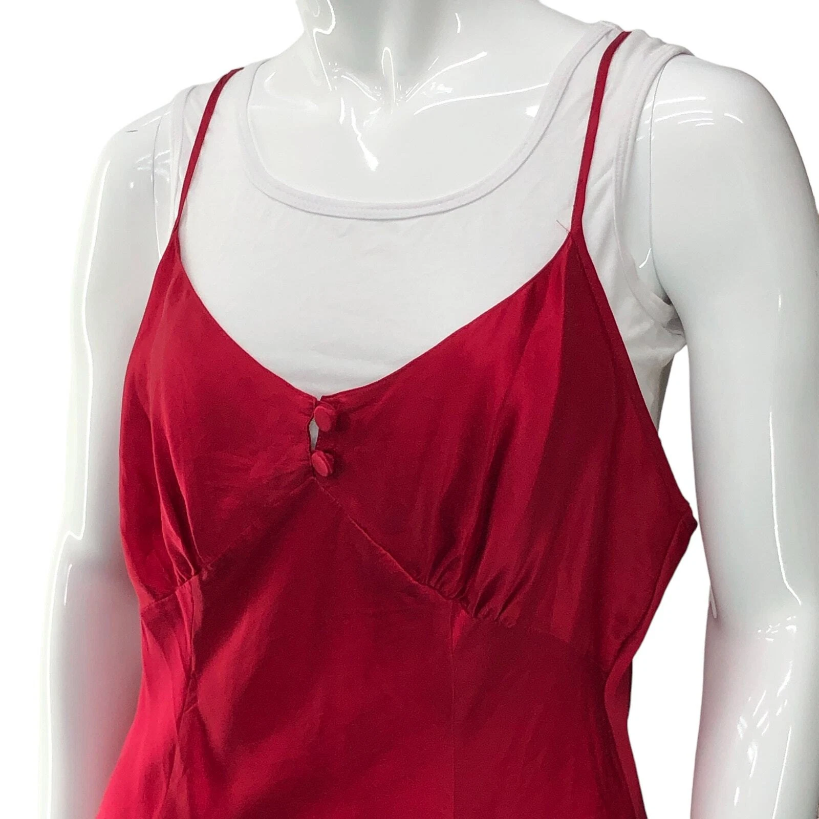 UNDERCOVER Abito Victoria Secret donna taglia M rosso slip camicia seta Y2K spalline regolabili