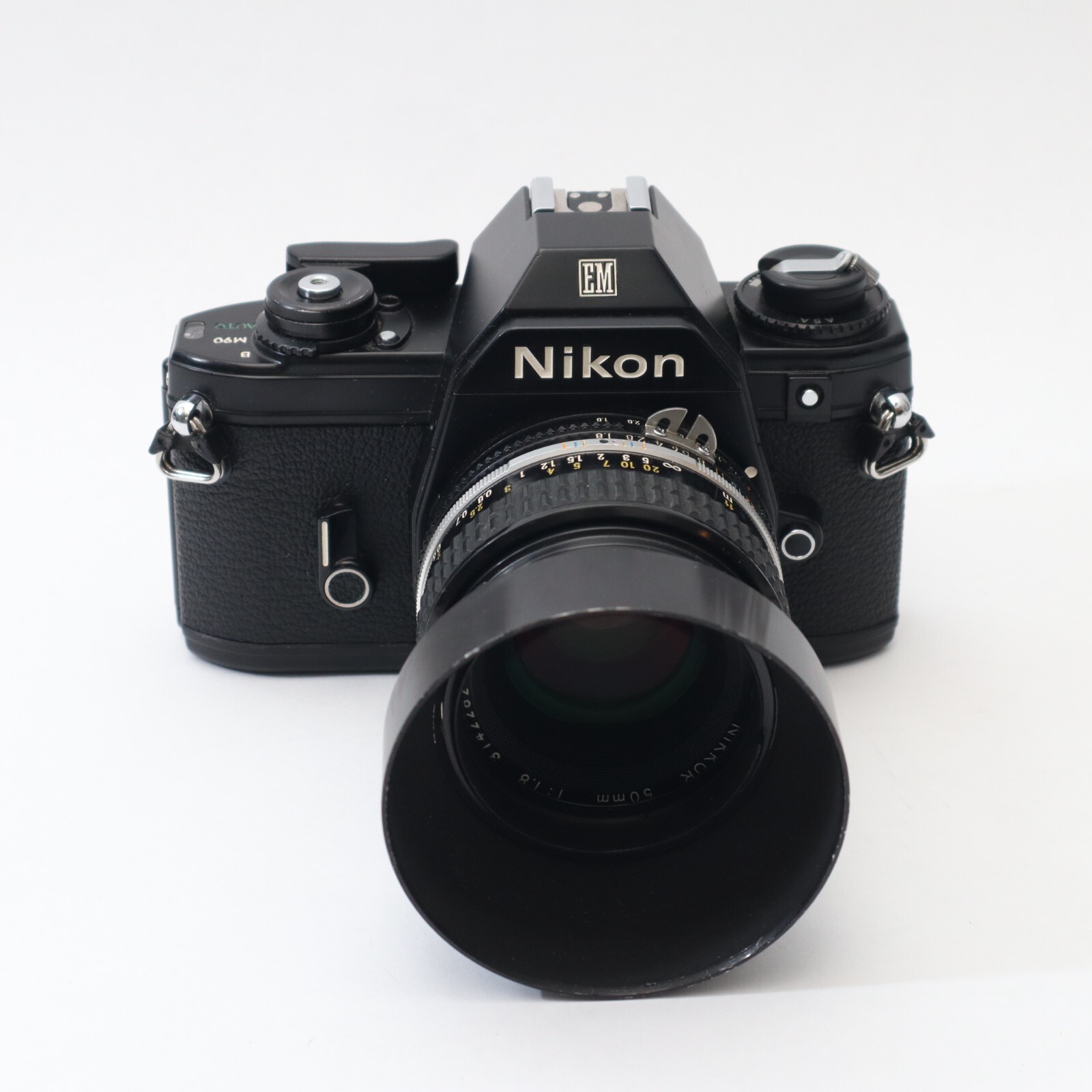 Nikon EM 35mm Film Camera Black 50mm f/1.8 Prime Lens Bundle Fully