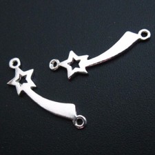 925 Sterling Silver Shooting Star Connector Charm Pendant -18.5mm- 1pc