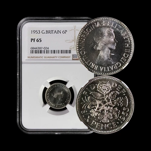 GREAT BRITAIN. 1953, 6 Pence - NGC PF65 - QEII, Flora