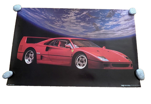 American Arts & Graphics 1990 Ferrari F-40 Orbit Auto Poster 34"X 22" Vintage