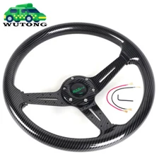 14INCH Universal Racing Steering Wheel Printed Carbon Fiber Deep Dish 6 Bolts