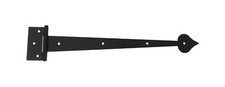 13" Strap Hinge Spear Acorn / Heart Cabinet Door Gate Black Smooth