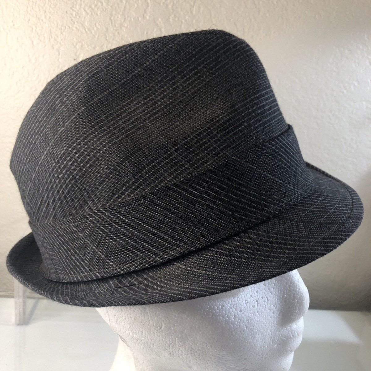 Levis Black Gray Pinstripe Cotton Fedora Hat Size M/L