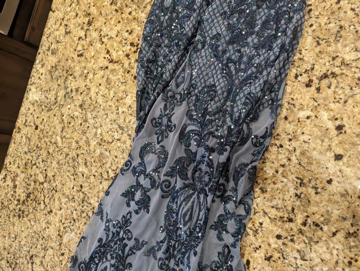 Windsor Taisia Formal Sequin Scroll Dress Blue size L Retails $109.90 | eBay