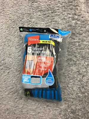 Hanes Tagless Boxer Briefs Mens Size Large Soft Breathable Blue Gray