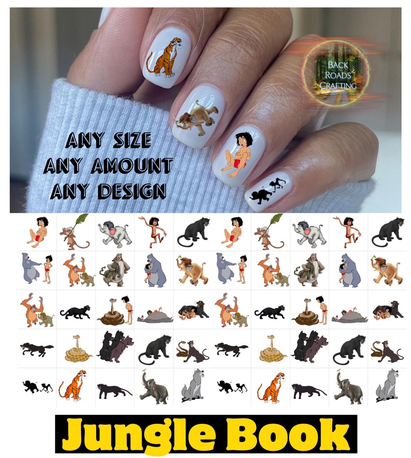 Jungle Book Waterslide Nail Decals Set Of 50  Instructions & Bonus