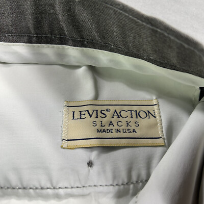 VINTAGE Levi's Pants Mens 34x30 Gray Action Slacks Boot Cut