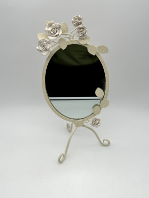 Vintage Spiegel Creme French Dressing Blumen Rosen Standspiegel