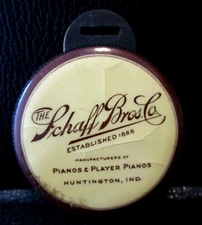RARE Schaff Brothers Co IN Piano Fiberboard & Celluloid Pocket Watch Fob Vintage