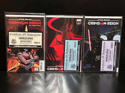 (3) New Sealed Signed Charles Soule Star Wars Crimson Reign #1 Yu Rahzzah Crain