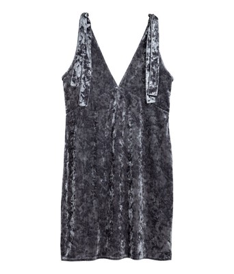 grey crushed velvet dress