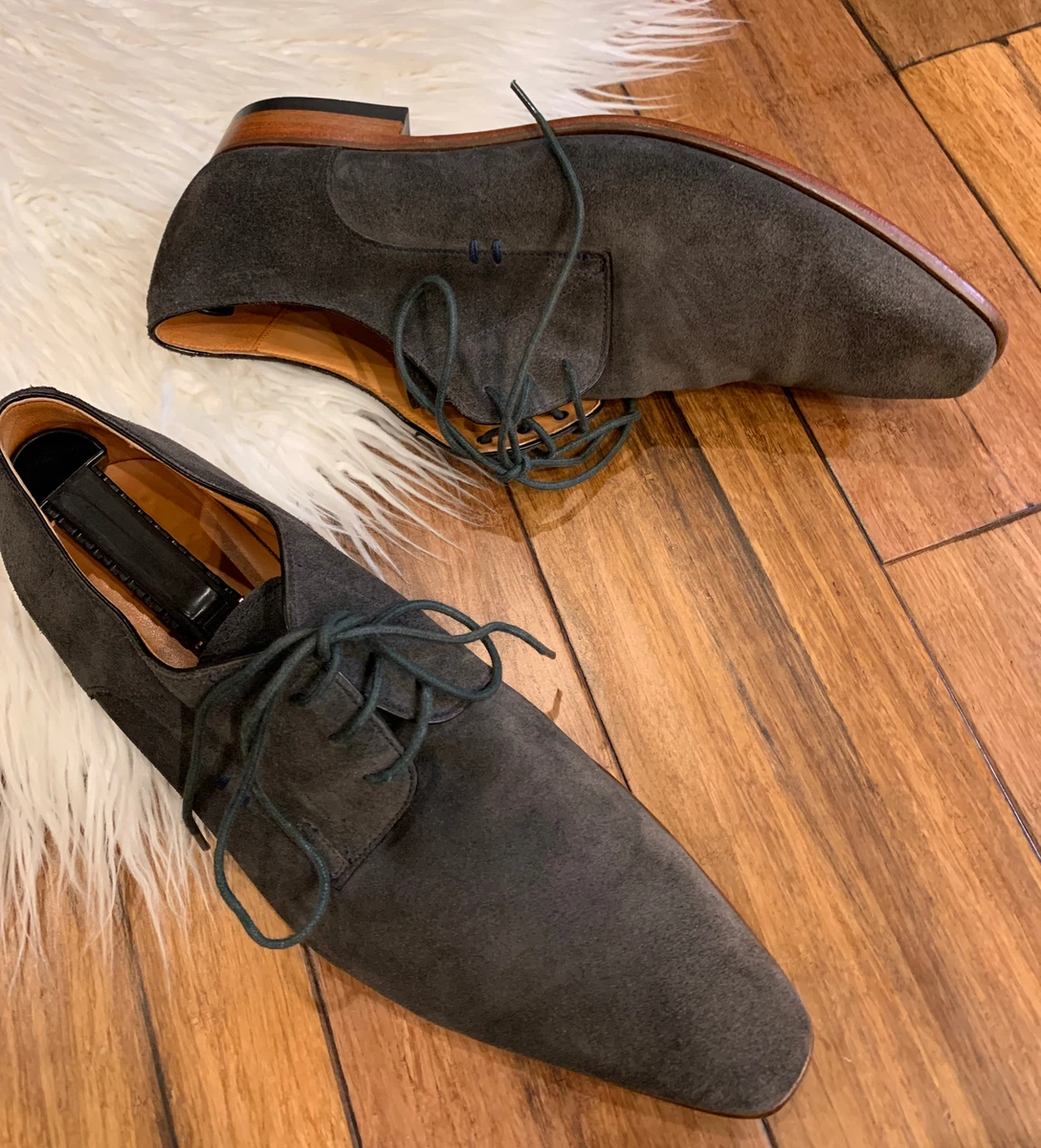 Van Lier Since 1815 Men s Leather Suede Gray Shoes Size 10 D