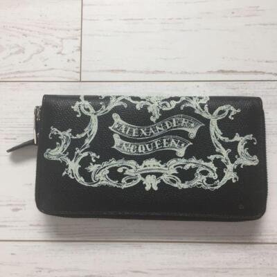 美品◎AlexanderMcQueen ラウンドファスナー 長財布 スカル 髑髏 ALEXANDER McQUEEN Women's Skull Printed Round Zip Long Wallet