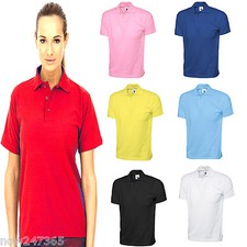 Ladies Polo T Shirt Jersey Cotton Unisex Loose Fit Plus Size 8 to 26 Premium