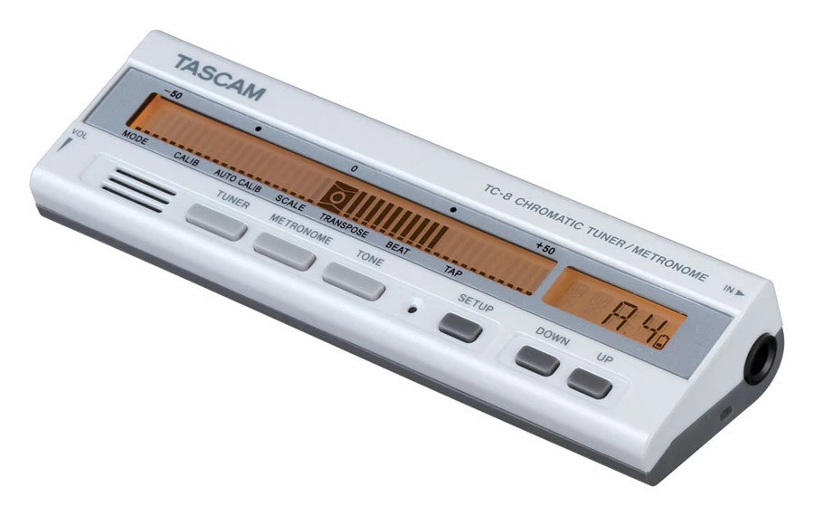 Sintonizador y metrónomo cromático blanco Tascam TC-8, ¡Nuevo! Foto 2 de 2