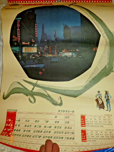 6 pezzi Vintage 1964 Ibreria Spagna AEREE CALENDARIO VIAGGI poster pagine 12 lati - Foto 5 di 12