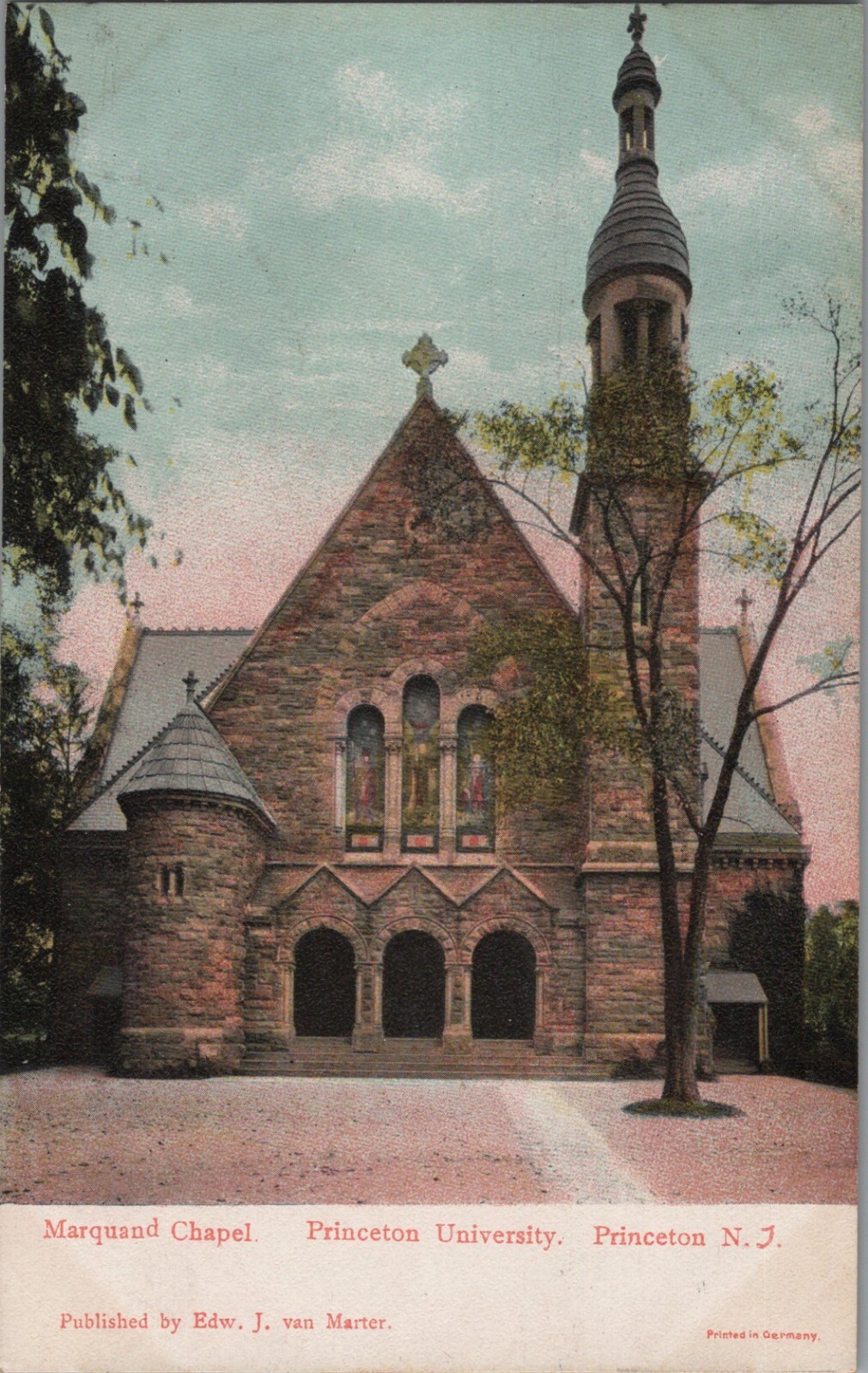 Marquand Chapel, Princeton University NJ New Jersey Antique Postcard Germany VTG