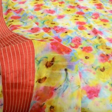 Sanskriti Vintage Sarees Indian Pure Georgette Printed Sari 5Yd Craft Fabric