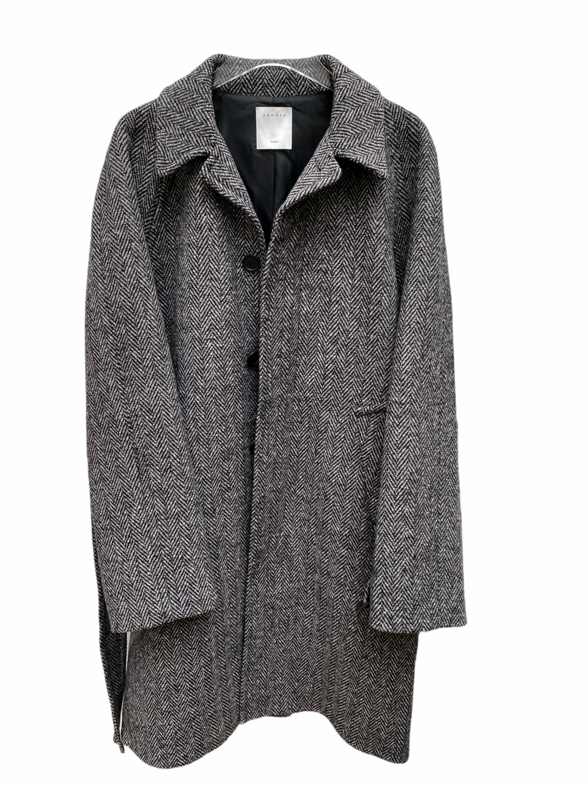 Sandro Paris Grey Herringbone Belted 