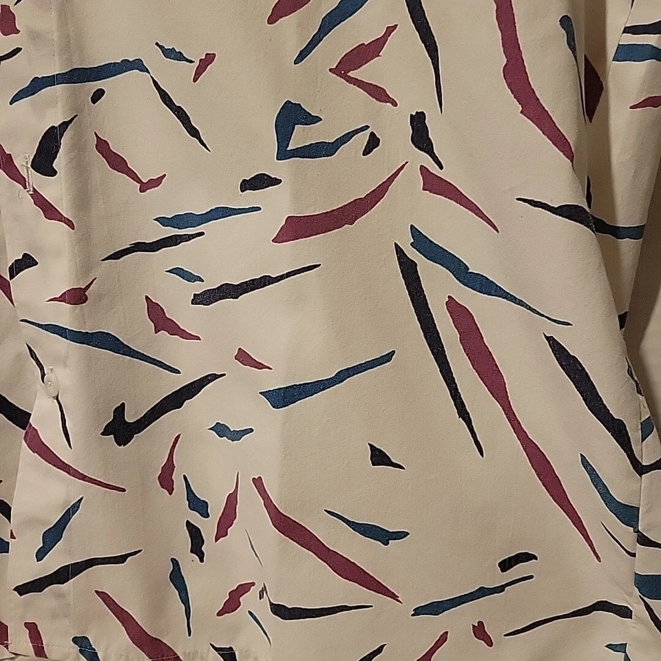 Vintage 80s Retro Abstract Jockey Camp Shirt Men's L  Clubbing  Button-up HTF - Image 3 of 4