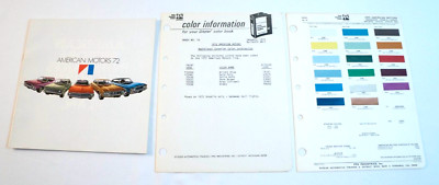 1972 AMC PPG Color Paint Chip Chart/Codes & 1972 Model Catalog