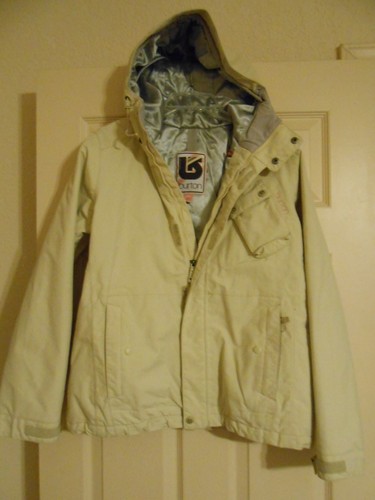 VINTAGE BURTON CREAM COLOR HOODED JACKET SKI SNOWBOARD WOMENS SIZE MEDIUM M  | eBay
