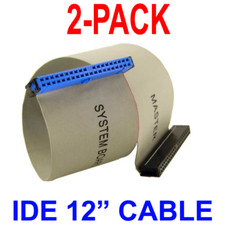 12" IDE Cable 40Pin 80Wire UDMA 66/100/133 Single Drive Cable 1FT 2 PACK 