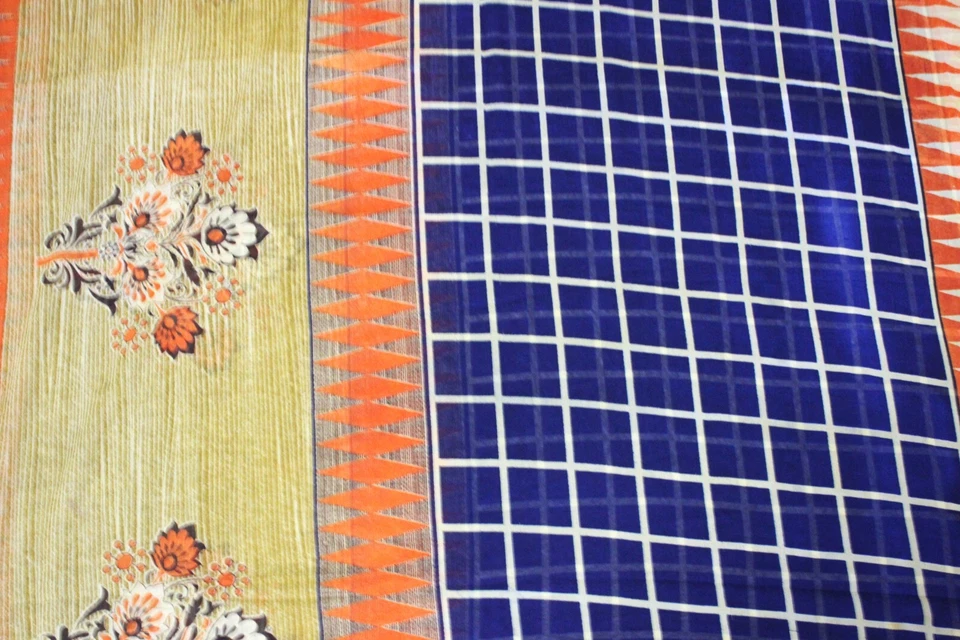 Vestido de costura indio vintage estampado sari Georgette usado decoración del hogar tela sari Foto 4 de 4