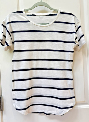 Madewell Women's Whisper Cotton Crewneck Striped Tee Shirt Size X-Small Soft