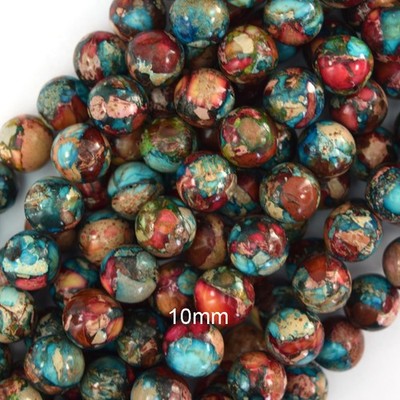 Galaxy Multicolor Sea Sediment Imperial Jasper Round Beads 15'' 6mm 8mm 10mm