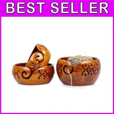 Handcrafted Rosewood Yarn Storage Bowl Set