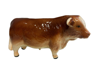 Vintage Keramik Hereford Stier Figur Länge 22 cm