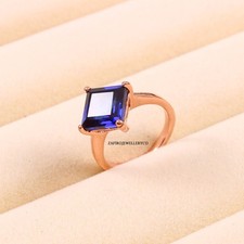 Blue Sapphire Ring, Birthstone Ring, Silver Jewelry, Lab Created Sapphire