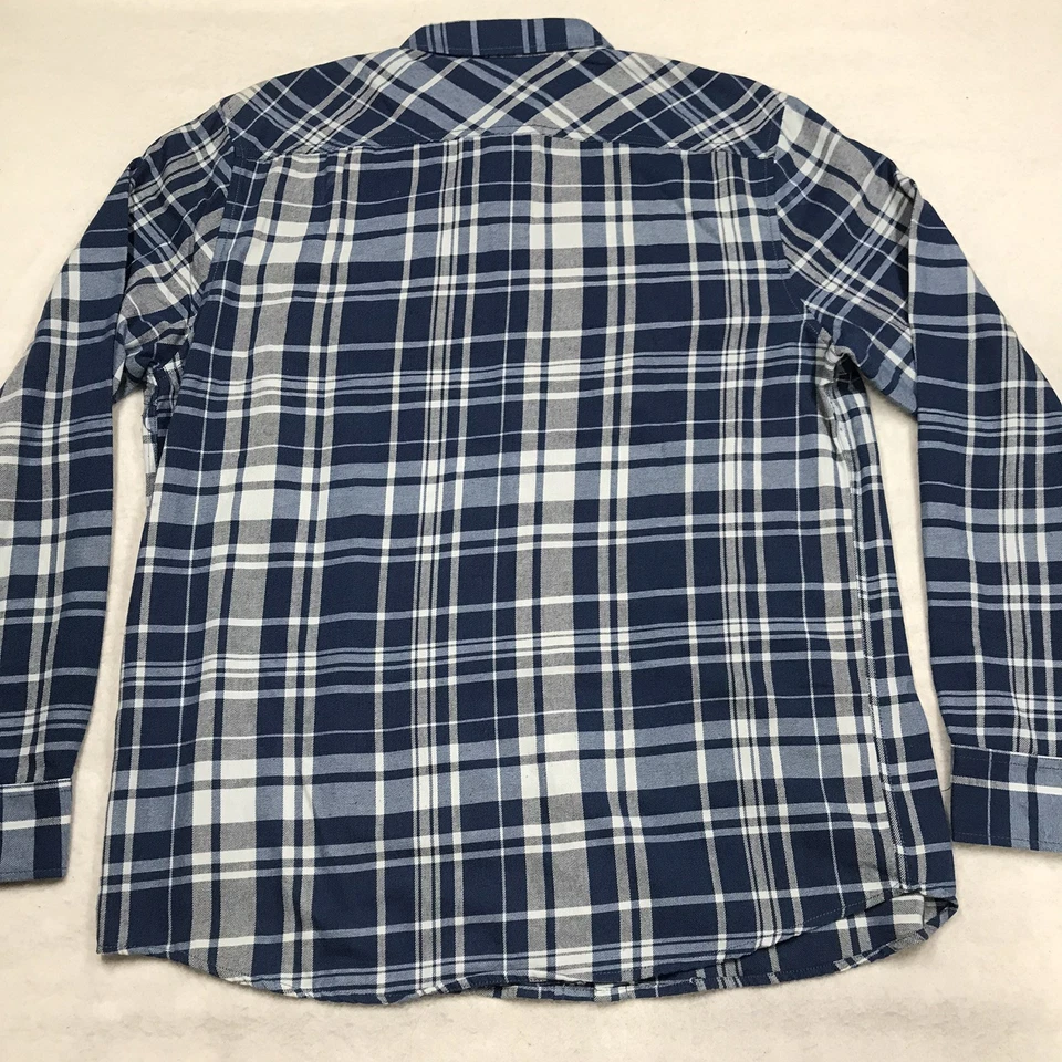 AMERICAN RAG CIE Flannel Western Shirt Men XL Pearl Snap Blue Gray Plaid Skate - Image 2 of 4