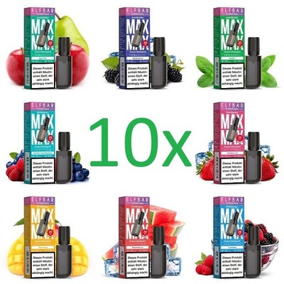 10x Elfbar Max Pod Nachfüllbehälter Tank Pod je 10ml Liuqid 20mg