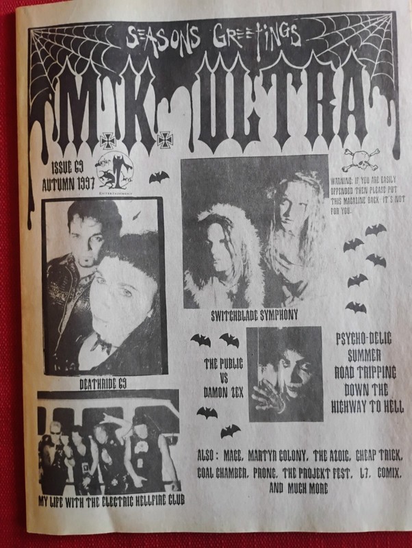 MK ULTRA Magazine Autumn 1997 Switch Symphony/Electric Hellfire Club RARE