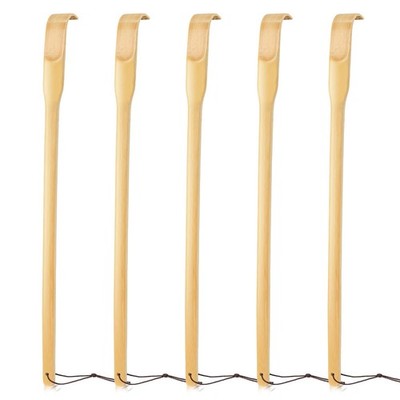 Renook 5 PCS Wooden Bamboo Back Scratcher, 16.5 Inch Straight-5 Pack,