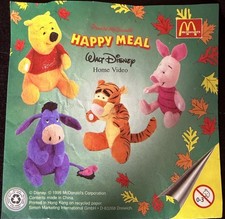 Vintage 1998 McDonald  s Europe Winnie the Pooh Plush Set Of 4 Tigger Piglet